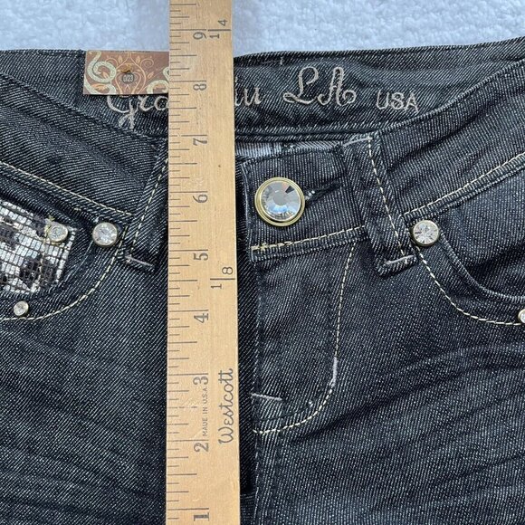 Grace in LA Women's Y2K Stunned Rhinestone Skinny Jeans Size 0/23 Black NWT - Picture 10 of 12
